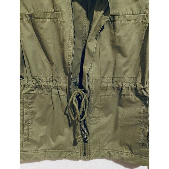 J Crew Jacket Womens Large Olive Green Utility Pockets Full Zip Cotton Military - Picture 4 of 7